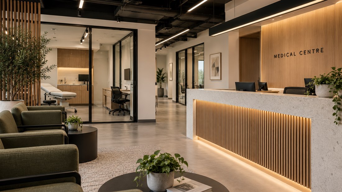 Medical centre reception and waiting area fit-out with treatment room